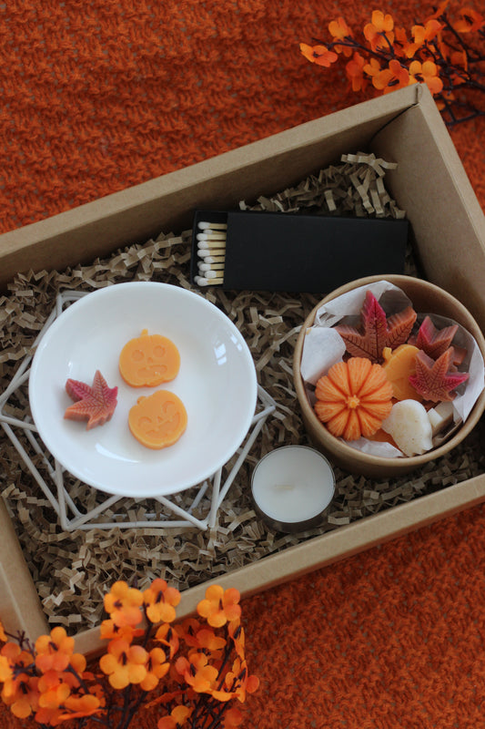 Autumn wax melts gift box contents